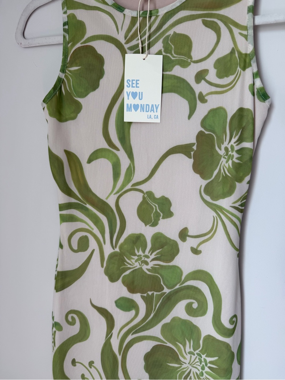 See You Monday cream Green hibiscus Floral Midi Dress - Picture 2 of 6